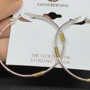 Stirling Silver Hoops with 18k Gold Coils